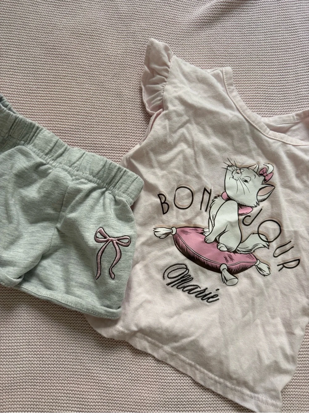 Girls Pink Marie Cartoon Short  Set
